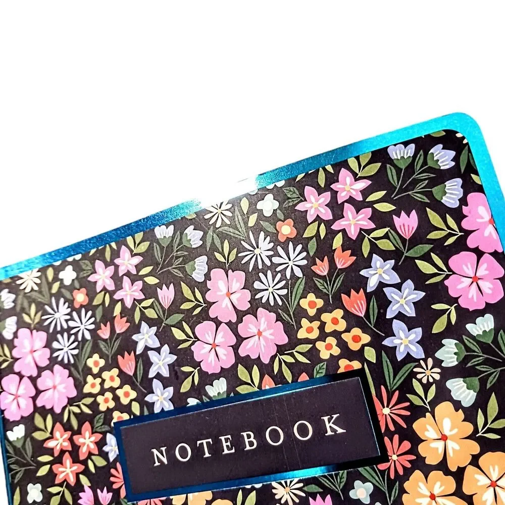 Tropical Notebook Journal FLOWERS Lined Black Soft‎ Cover Cottagecore Stationary